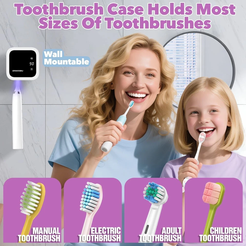 UV Electric Toothbrush Cleaner Case with LED Screen, Rechargeable Travel Tooth B - image 4 of 4