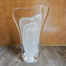 Karg Art Glass 15" Tall Sculpture Signed 1996 Controlled Bubbles STUNNING