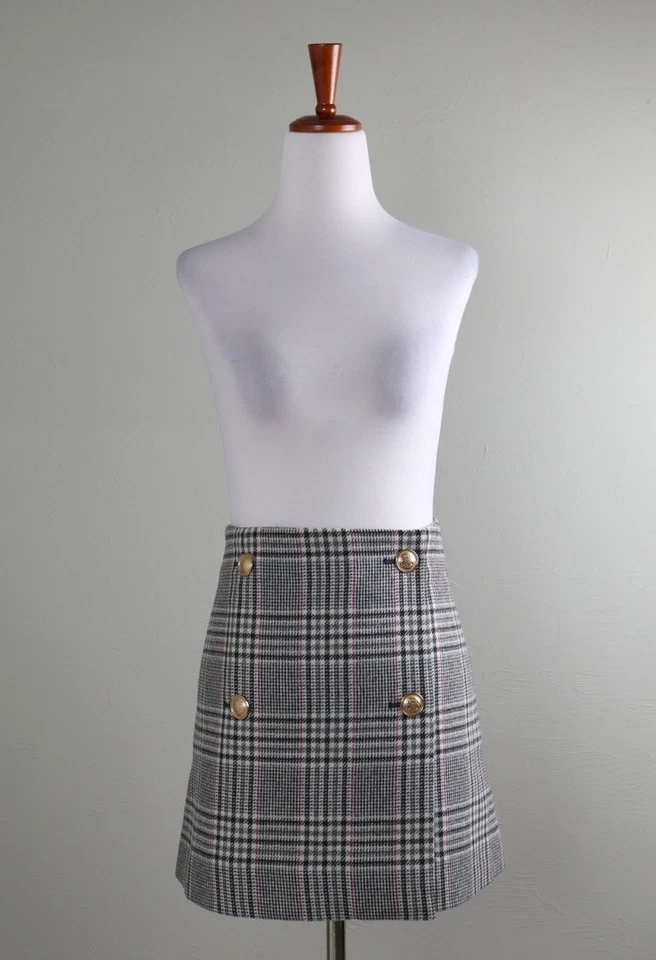 VINEYARD VINES новый с Ярлыками $168 кнопка спереди с подкладкой шерсти юбка в клетку Glenn размер маленький - Изображение 2 из 4