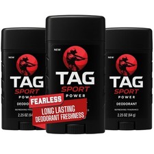Sport Deodorant Stick Power Scent 2.25 oz Pack of 3 Fresh Long-Lasting
