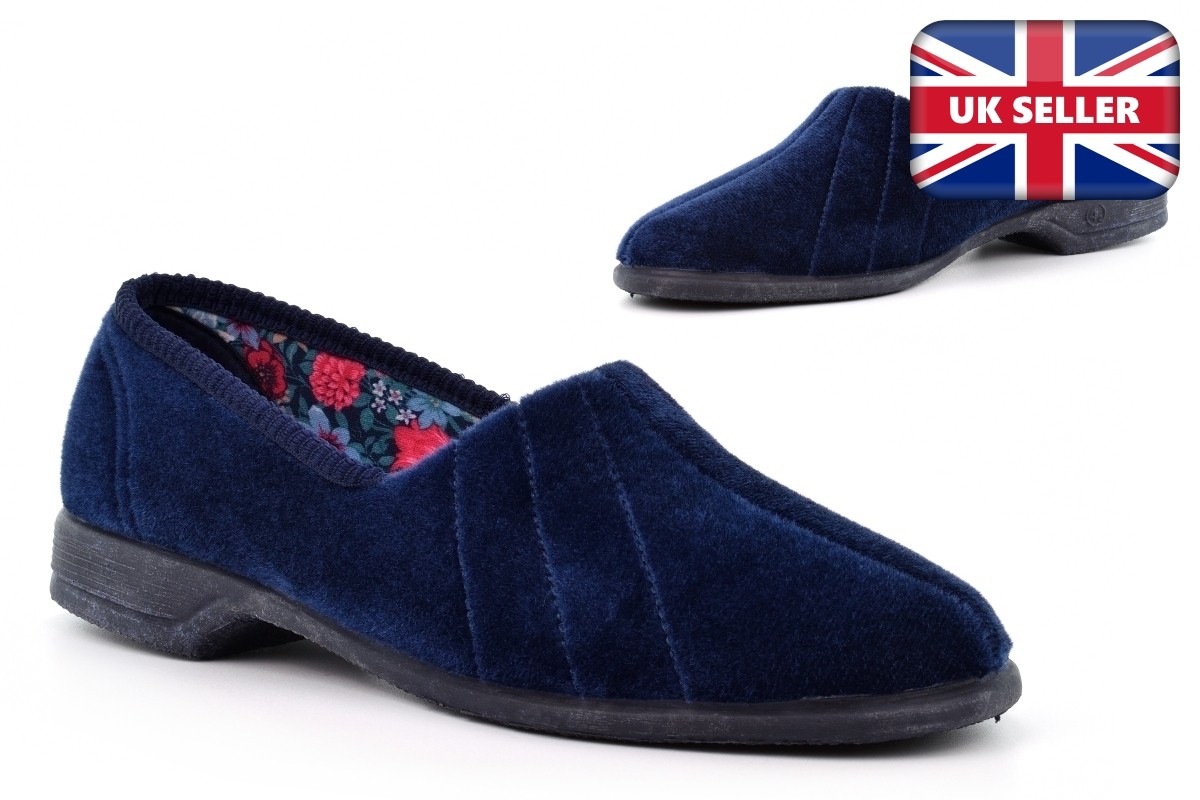 SAOLA Ciabatte da donna moquette ciabatte da donna tacco basso ciabatte suola in gomma blu navy