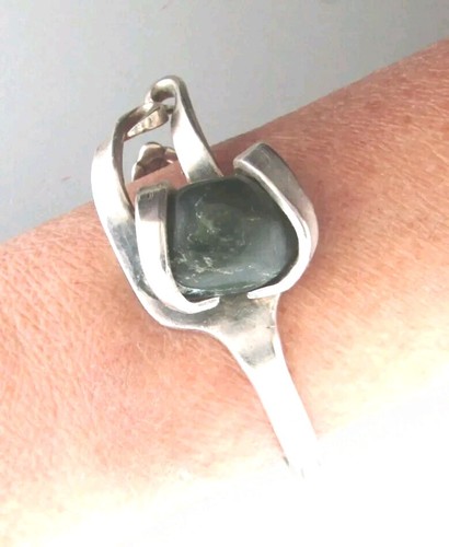 Vintage WM Rogers Bros IS Bloodstone Spoon Cuff Bracelet