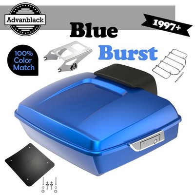 Blue Burst Chopped Trunk Pack Luggage For Harley Street Road Electra Glide 1997+