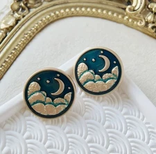 10pcs 20mm Matte gold blue moon cloud round shape clothing shank button sewing