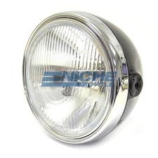 7.5" Side Mount Black & Chrome ECE Japanese Motorcycle Headlight Honda Kawasaki