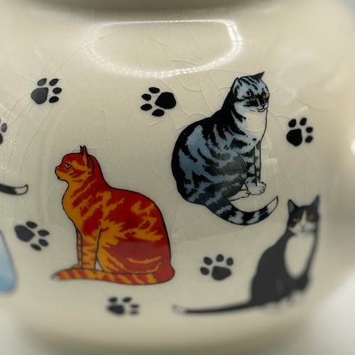 Tetera Cerámica Gatos Gatitos Pata Impresiones De Colección Prístina Inglaterra Tapa agrietada - Imagen 14 de 24