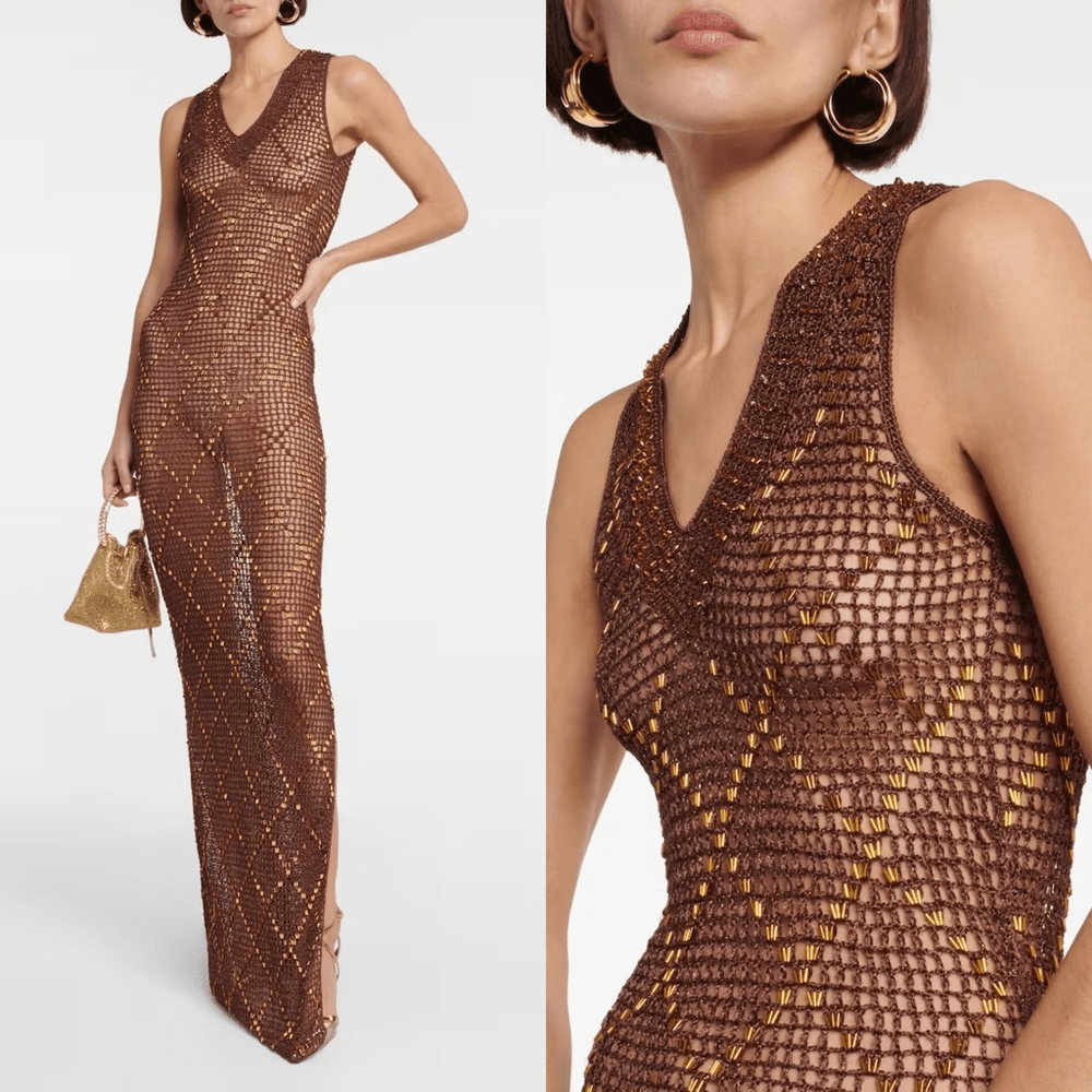 aya muse crochet dress Sheer crochet maxi dress in white - Aya Muse
