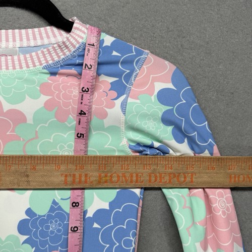 Ruffle Butts Rash Guard Girls Size 7 Seersucker Blue Pink Swim Top Long-Sleeve - Picture 5 of 9