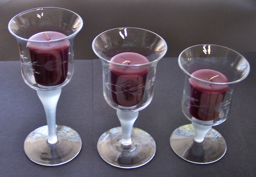 3 Princess House Heritage Frosted Stems Votive Crystal Candle Holders 6125 Set - Picture 3 of 5