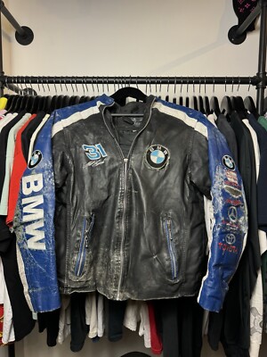 Vintage 90s BMW Racing Leather Jacket Distressed | eBay Vintage 90s BMW Racing Leather Jacket Distressed | eBay