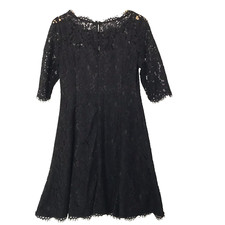 Eliza J Dress 6 Floral Lace Black Fit Flare LBD Cocktail Witchy Whimsigoth Sheer