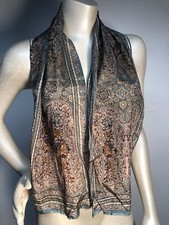 VTG OSCAR DE LA RENTA Silk 9.5" x 50" Long Scarf multi color floral