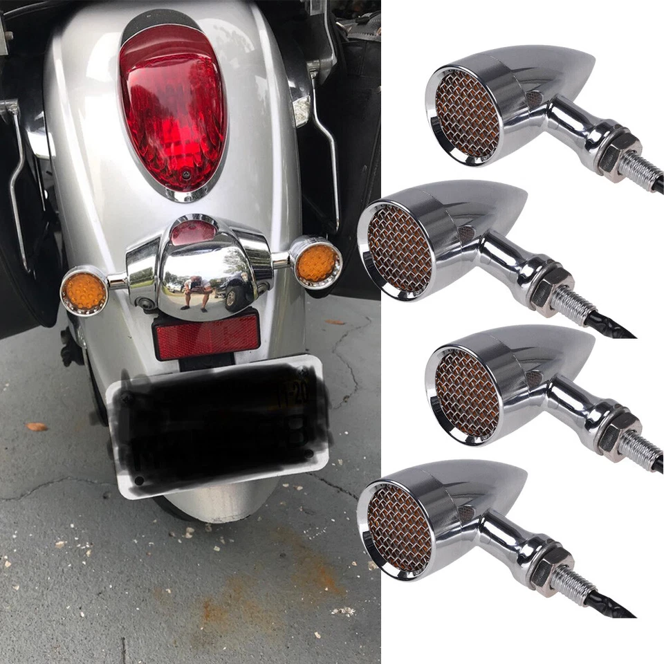 4 светодиодных указателя поворота для мотоцикла Yamaha V Star 650 950 1100 1300 желтые - Изображение 3 из 4