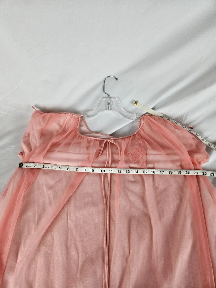 Conjunto de Camisón y Bata De Colección Gossard Artemisa Coral Peignoir Gasa Talla Mediana  Foto 4 de 4