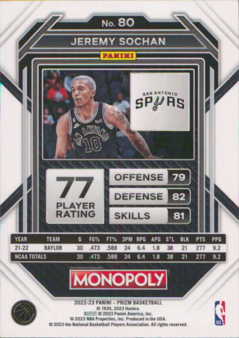 その他 JEREMY SOCHAN SPURS PRIZM AUTO PSA10 その他 JEREMY SOCHAN SPURS PRIZM AUTO PSA10 Jeremy Sochan