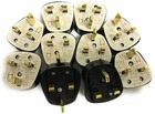 13 & 3 AMP UK 3 PIN FUSED BLACK WHITE MAINS PLUG 3A 13A 240 V SOCKET VARIOUS QTY