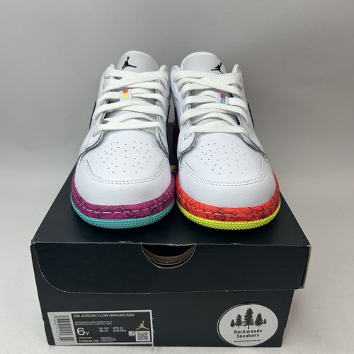 Nike Air Jordan 1 Retro Low GS Grades “White Volt Crimson” CV9548-100 6Y New - Picture 2 of 5