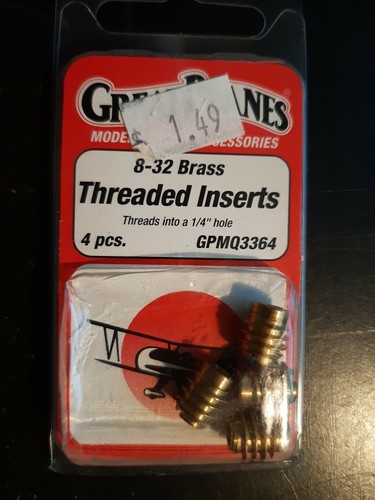 Great Planes GPMQ3364 8-32 Threaded Inserts 4 Pcs