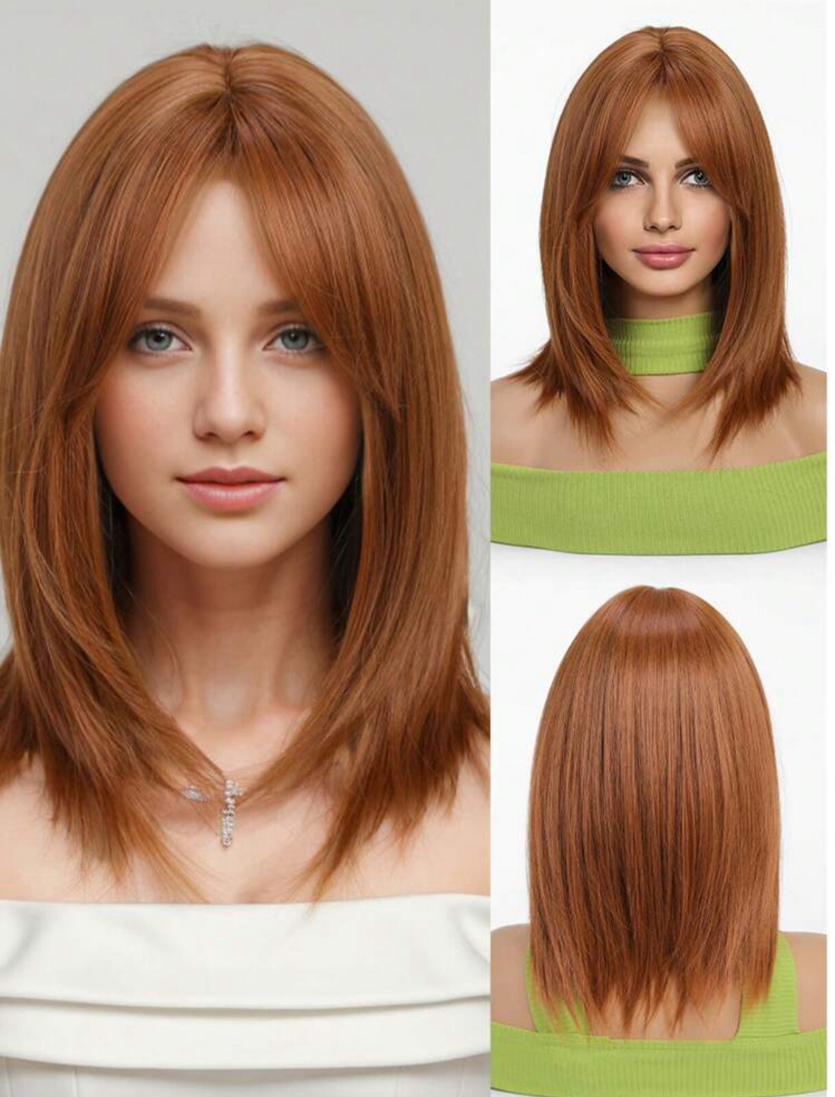 Perruque courte châtain doré orangé pour un look d'été lumineux et audacieux