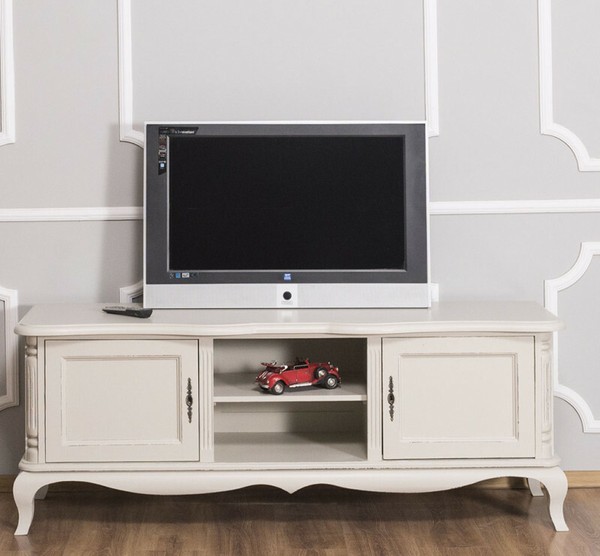 Tv Sideboard Grau Tv Lowboard Massiv Holz Landhaus Fernsehtisch Shabby Chic-image