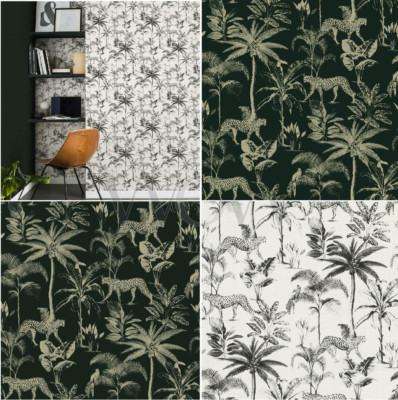 Rasch Exotic Jungle Cheetah Vinyl Metallic Tapete WeißSchwarz oder SchwarzGold