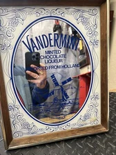 Vintage Vandermint Mint Chocolate Liqueur Holland Bar Mirror Sign ~12”x15”