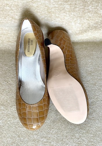 Zapatos de salón Ros Hommerson Attack Camello bronceado tacones patrón cocodrilo 7W - Imagen 6 de 6