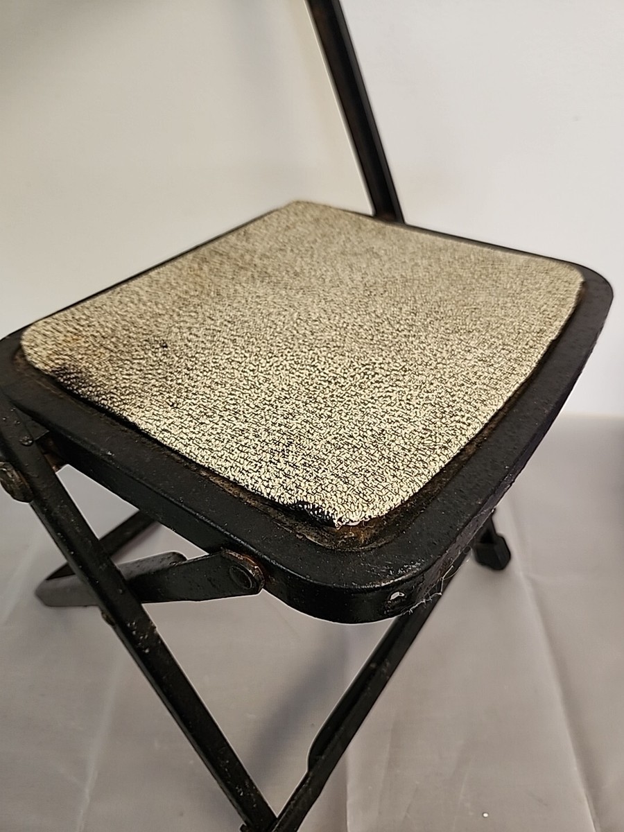 Vintage 1950s Childrens Folding Chair Black Metal MCM | eBay