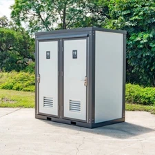 Bastone 2-Stall Portable Restroom w/ Sink for Construction Sites