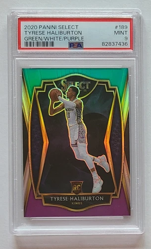 2020-21 Select Green White Purple Prizm #189 Tyrese Haliburton RC Rookie PSA 9