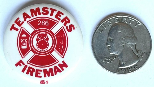 ORIGINAL VINTAGE FIREMAN TEAMSTERS 287 PIN BACK BUTTON PINBACK - Picture 2 of 3