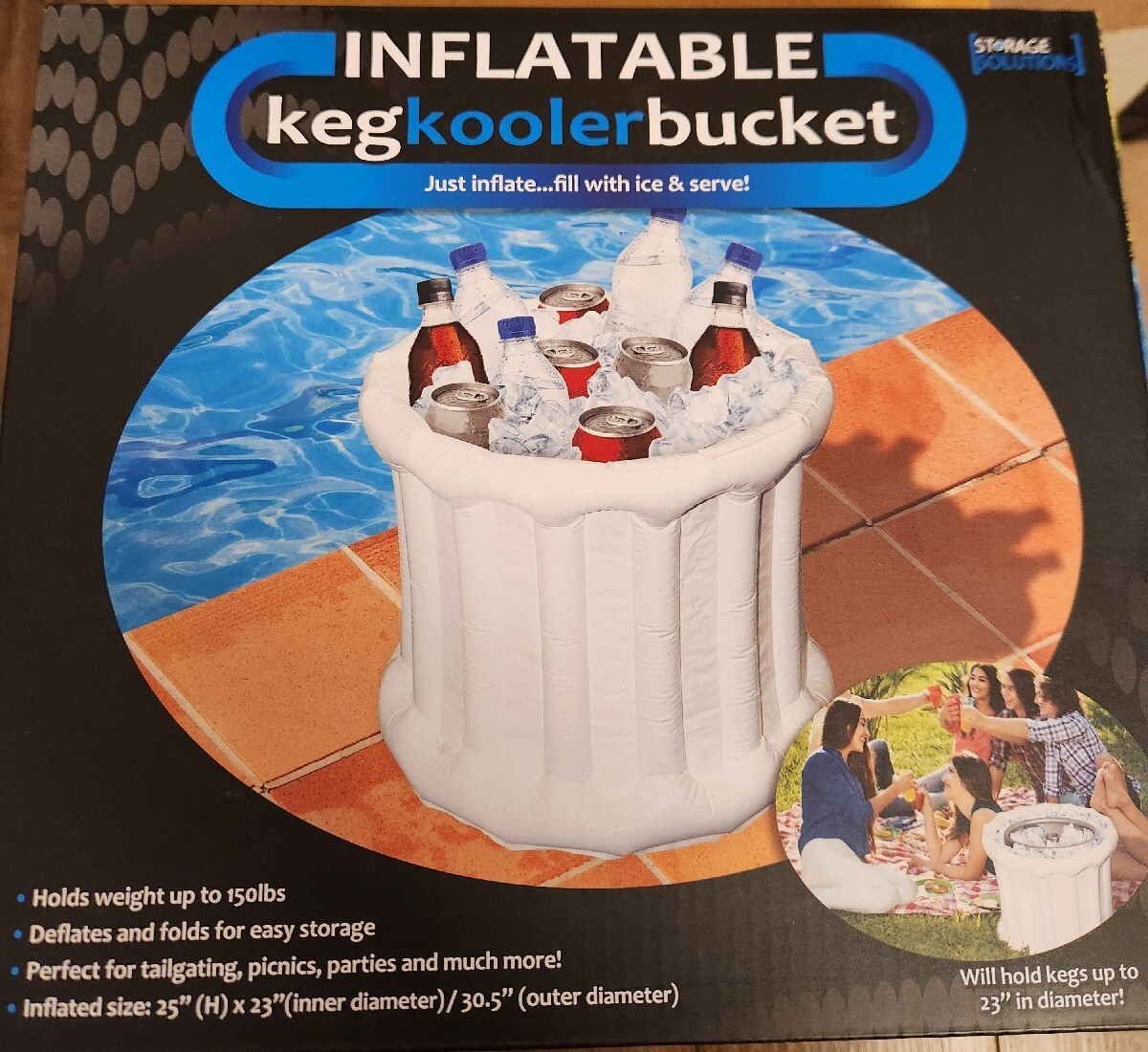 NEW! Inflatable Keg Cooler/Bucket/Fill Keg (23') Wide Holds Kegs, Small
