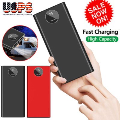 900000MAH Portable Power Bank LCD LED 2 USB Battery Charger For iPhone 14/13/12