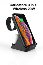 Caricabatterie Caricatore Wireless 3 in1 per Samsung iPhone Huawei Smartwatch