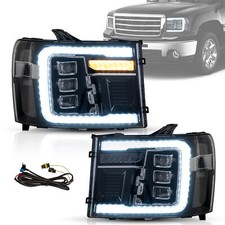 Led Headlights For 2007-2014 Gmc Sierra 1500 2500 3500hd Wsequential Indicator
