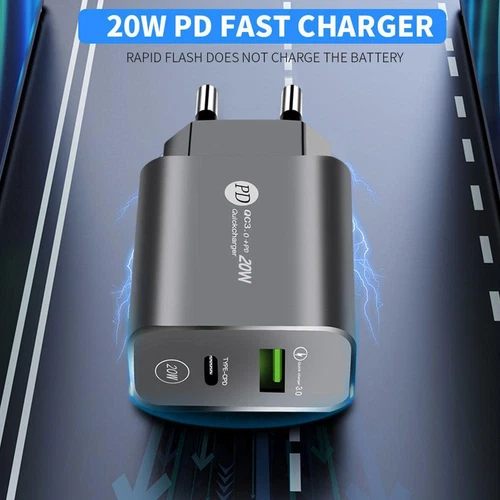 20W Dual USB Typ-C Wand Schnellladegerät PD Netzteil EU Stecker - Bild 3 von 15