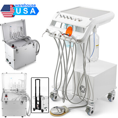 Dental Mobile Delivery Unit with Air Compressor Syringe Suction Turbine 4Holes