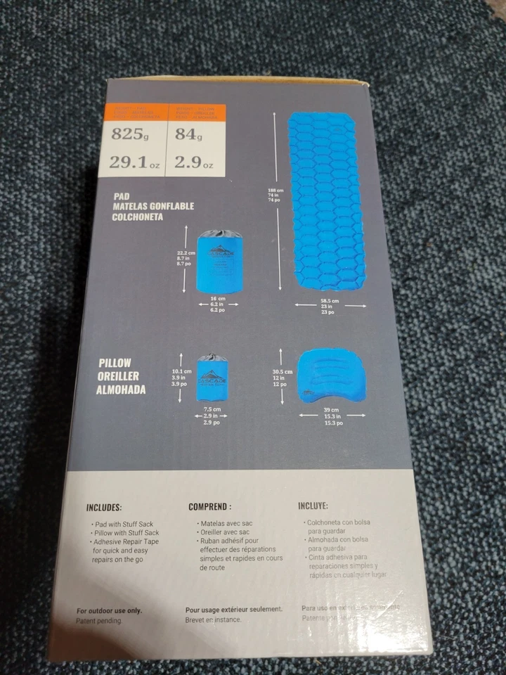 Cascade Mountain Tech insulated Sleeping Pad  74x 23" Blue with pillow  - Image 4 of 4