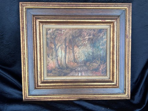 Vintage Framed Oil Painting Landscape Trees Woods Artist Signed Morrow Original - Picture 24 of 24