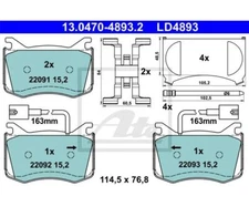 Brake pad set, disc brake ATE ceramic ATE 13.0470-4893.2