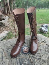 WW2 Stivali SA Ufficiale Tedesco Stivali Militari Lunghi in Pelle con Suola in Pelle. Stivali