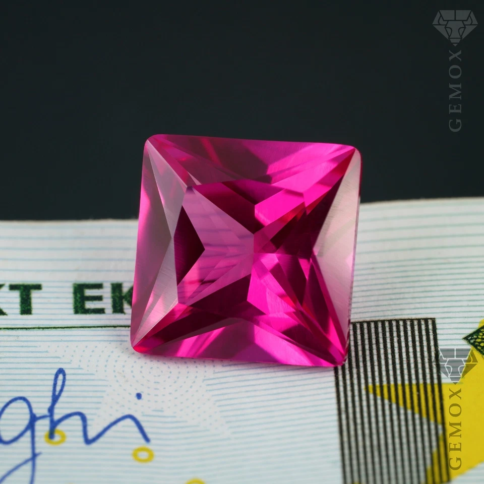 Pinkish Ruby Square Princess Cut Genuine Lab-Grown Loose Gemstone Pink Stone EU. - Image 2 of 4