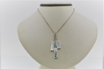 TIFFANY & CO 1837 DREIFACH 3 BAR ELEMENTE LARIAT DROP ANHÄNGER HALSKETTE 925 