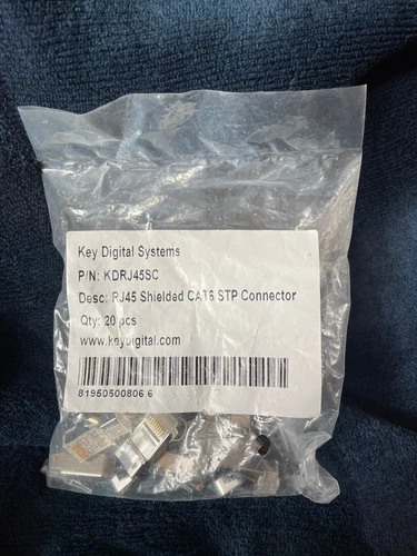 Key Digital Sheilded RJ45 Cat6 STP Crimp Data Connectors, 20 pcs