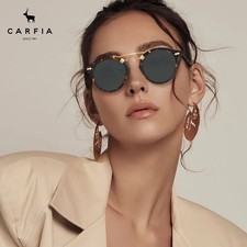 CARFIA SUNGLASSES WOMENS ROUND TORTOISESHELL TORTOISE RETRO POLARIZED ANTI GLARE