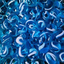 20 Lot Oxygen Marble Collection by Vintage Marbles 16mm 5/8" Blue White Swirl