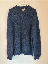 L.L. Bean Men's 100 lambs wool Navy Marled Crewneck Sweater size XL Classic EUC