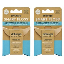 DrTungs Vegan Activated Charcoal Floss - Natural Dental Floss, PTFE PFAS Fre...