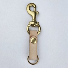 Leather Key Fob Belt Loop Brass Swivel Snap Hook Key Holder Veg Tanned Key Ring