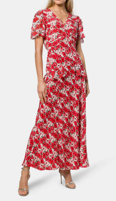 NEW Rixo Evie Diana Floral Silk Midi Dress  SIZE: S PRP: £345